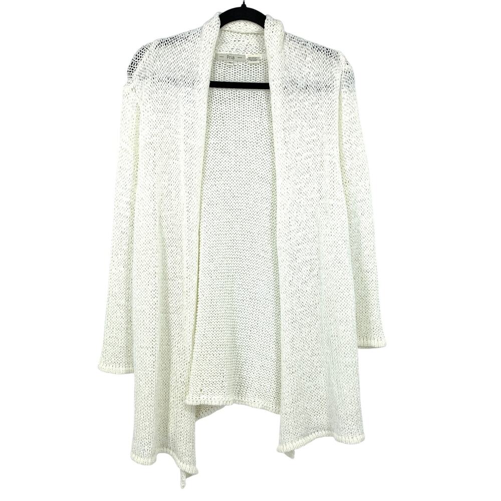 Pria Open Knit Waterfall Cardigan Sweater Women's XL Ivory Draped
